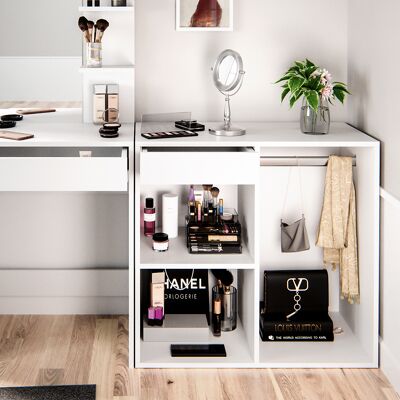Vicco - Mueble auxiliar para tocador Isabelle blanco con cajón - Mueble Vicco - Mueble auxiliar para tocador Isabelle blanco con cajón - Mueble