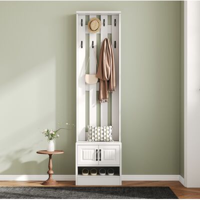Mueble Almacenaje Alto Con Zapatero Y Perchas Blanco Okmyhome Mueble Almacenaje Alto Con Zapatero Y Perchas Blanco Okmyhome
