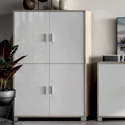 OEM Armario De Cuatro Puertas Con Estantes Para Oficina Olmo Blanco Brillo 107x41x H162 Cm OEM Armario De Cuatro Puertas Con Estantes Para Oficina Olmo Blanco Brillo 107x41x H162 Cm