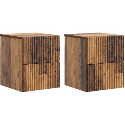 Mesita De Noche De Pared 2 Uds. Madera Envejecida Vidaxl Mesita De Noche De Pared 2 Uds. Madera Envejecida Vidaxl