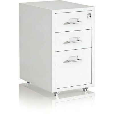 Relaxdays Cajonera Con Ruedas, 3 Cajones, (al X An X F): 45,5 X 28 X 41 Cm, Cerradura, Archivador Móvil, Metal, Blanco Relaxdays Cajonera Con Ruedas, 3 Cajones, (al X An X F): 45,5 X 28 X 41 Cm, Cerradura, Archivador Móvil, Metal, Blanco