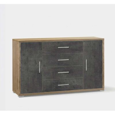 SARMOG Aparador De Salón Double Con 2 Puertas Y 4 Cajones - Negro SARMOG Aparador De Salón Double Con 2 Puertas Y 4 Cajones - Negro