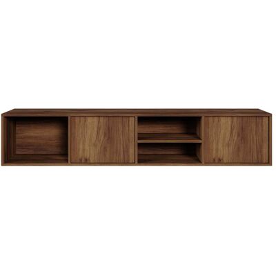 Selsey Sanva - Mueble Tv Suspendido Con 2 Puertas Y 3 Nichos - 200 Cm - Nogal Warmia Selsey Sanva - Mueble Tv Suspendido Con 2 Puertas Y 3 Nichos - 200 Cm - Nogal Warmia