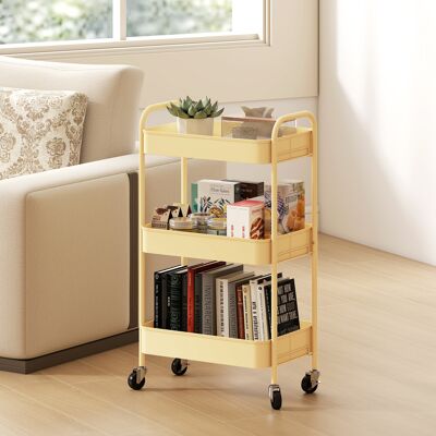 PZCC Carrito Auxiliar Con Ruedas De 3 Niveles Carrito De Cocina Con 3 Cestas Y 2 Asas 45x30,6x79 Cm Amarillo PZCC Carrito Auxiliar Con Ruedas De 3 Niveles Carrito De Cocina Con 3 Cestas Y 2 Asas 45x30,6x79 Cm Amarillo