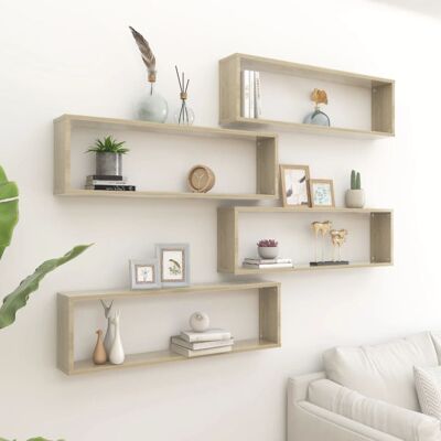 Estanterías de Pared Roble Sonoma - Pack de 4 Estanterías de Pared Roble Sonoma - Pack de 4