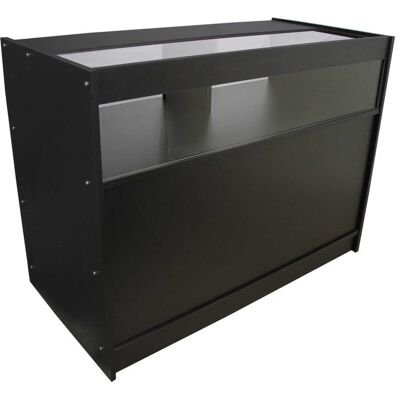 MONSTER-SHOP Mostrador B1200 Negro Con Vitrina Y Estantes - 120x60x90cm - Mueble Uso Profesional - Comercial - Mesa De Recepción - Tienda - Barbería MONSTER-SHOP Mostrador B1200 Negro Con Vitrina Y Estantes - 120x60x90cm - Mueble Uso Profesional - Comercial - Mesa De Recepción - Tienda - Barbería