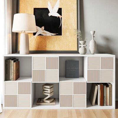 OEM Biblioteca, Estantería De 4 Niveles, Mueble De Almacenamiento, Con 4 Armarios En La Parte Inferior, 60x30x125 Cm, Para Sala De Estar, Comedor, Blanco OEM Biblioteca, Estantería De 4 Niveles, Mueble De Almacenamiento, Con 4 Armarios En La Parte Inferior, 60x30x125 Cm, Para Sala De Estar, Comedor, Blanco