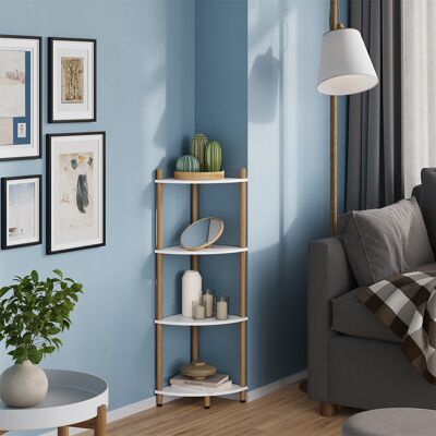 Estante De Esquina Bivio, Blanco/pino, 29 X 102.5 Cm Con 4 Compartimentos, Vicco Estante De Esquina Bivio, Blanco/pino, 29 X 102.5 Cm Con 4 Compartimentos, Vicco