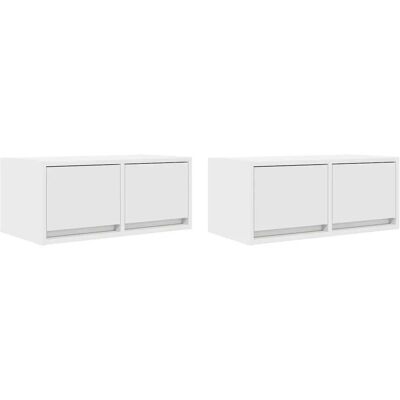 HELLOSHOP26 Conjunto De 2 Muebles Para Tv De Pared Que Ahorran Espacio 60 X 31 X 25 Cm Diseño Práctico Madera De Ingeniería Blanca 020051672 HELLOSHOP26 Conjunto De 2 Muebles Para Tv De Pared Que Ahorran Espacio 60 X 31 X 25 Cm Diseño Práctico Madera De Ingeniería Blanca 020051672