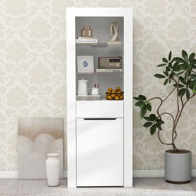 HAUSS SPOLE Vitrina, Estantería De Almacenaje, Led, 165 X 60 X 35,5 Cm, Para Cocina, Salón, Despacho, Blanco HAUSS SPOLE Vitrina, Estantería De Almacenaje, Led, 165 X 60 X 35,5 Cm, Para Cocina, Salón, Despacho, Blanco