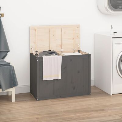 vidaXL Modelo 393049 - Baúl de lavandería gris de pino macizo vidaXL Modelo 393049 - Baúl de lavandería gris de pino macizo