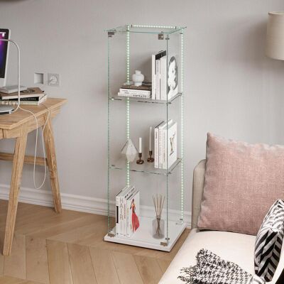 SOLKVUNZA Vitrina 39,8x35x123,3 Cm, Armario De Colección De 3 Niveles Con Puerta Individual, Iluminación Led Y Cerradura, Vidrio Templado Y Metal, Blanco SOLKVUNZA Vitrina 39,8x35x123,3 Cm, Armario De Colección De 3 Niveles Con Puerta Individual, Iluminación Led Y Cerradura, Vidrio Templado Y Metal, Blanco
