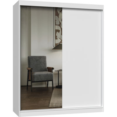 TOPESHOP Armario Deslizante Iga 160 A/b Blanco 1 X Espejo Para El Salón Del Dormitorio TOPESHOP Armario Deslizante Iga 160 A/b Blanco 1 X Espejo Para El Salón Del Dormitorio