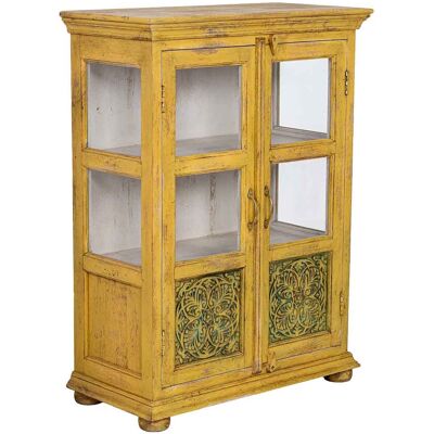 WANDERLUST DECO Vitrina De Madera Artesanal Amarilla 80x40x110h Cm WANDERLUST DECO Vitrina De Madera Artesanal Amarilla 80x40x110h Cm