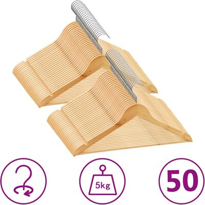 Vidaxl Juego De Perchas Para Ropa 50 Uds Antideslizantes Madera Dura Vidaxl Juego De Perchas Para Ropa 50 Uds Antideslizantes Madera Dura