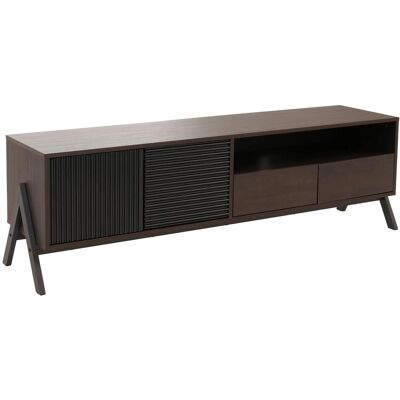 DÉCOSHOP26 Mueble De Tv Con 2 Cajones Puertas Estructuradas Y Almacenaje 48 X 155 X 40 Cm Acabado Nogal Mdf Y Metal 040009208 DÉCOSHOP26 Mueble De Tv Con 2 Cajones Puertas Estructuradas Y Almacenaje 48 X 155 X 40 Cm Acabado Nogal Mdf Y Metal 040009208