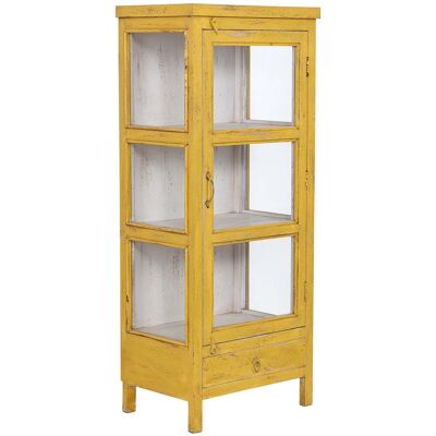 WANDERLUST DECO Vitrina De Madera Artesanal Amarilla 58x39x140h Cm WANDERLUST DECO Vitrina De Madera Artesanal Amarilla 58x39x140h Cm