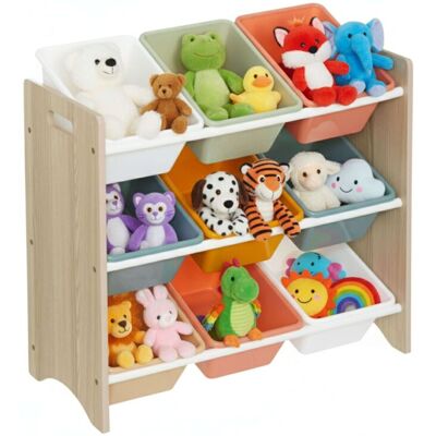 ATMOSPHERA Estantería Infantil Play Con 9 Bandejas Mueble Infantil Para Dormitorio Cuarto De Juego Color Blanco Y Roble 60x66x30 Cm ATMOSPHERA Estantería Infantil Play Con 9 Bandejas Mueble Infantil Para Dormitorio Cuarto De Juego Color Blanco Y Roble 60x66x30 Cm