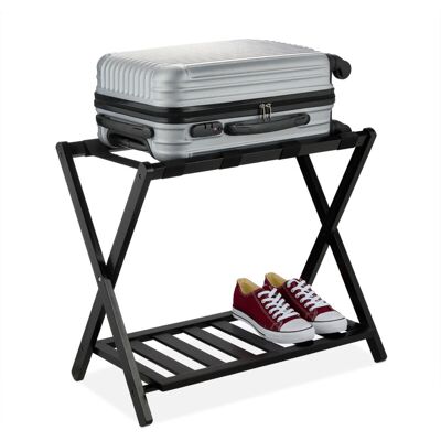 Soporte Para Maletas, Plegable, 58,5 X 68,5 X 38 Cm, Portamaletas Para Hotel Con Balda, Reposa Equipaje, Negro - Relaxdays Soporte Para Maletas, Plegable, 58,5 X 68,5 X 38 Cm, Portamaletas Para Hotel Con Balda, Reposa Equipaje, Negro - Relaxdays
