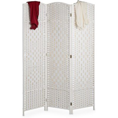 Relaxdays - Biombo 3 Paneles, 170 X 120 Cm Aprox., Separador Ambientes Plegable, Madera Y Cuerda De Papel, Blanco Relaxdays - Biombo 3 Paneles, 170 X 120 Cm Aprox., Separador Ambientes Plegable, Madera Y Cuerda De Papel, Blanco