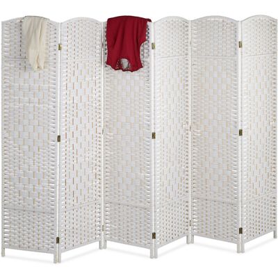 Relaxdays - Biombo 6 Paneles, 170 X 240 Cm, Separador Ambientes Plegable, Madera Y Cuerda De Papel, Mampara En Blanco Relaxdays - Biombo 6 Paneles, 170 X 240 Cm, Separador Ambientes Plegable, Madera Y Cuerda De Papel, Mampara En Blanco