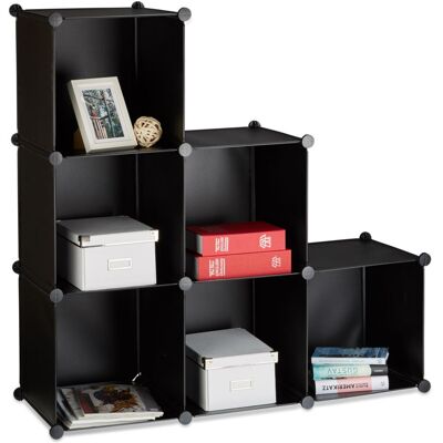 Relaxdays - 2 Estanterías Modulares 6 Compartimientos, Estantería De Armado Como Ropero O Separador, Estantería Abierta, Negro Relaxdays - 2 Estanterías Modulares 6 Compartimientos, Estantería De Armado Como Ropero O Separador, Estantería Abierta, Negro