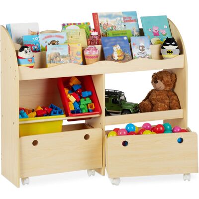 Relaxdays - Librería Infantil, Estantería Para Niños, Guarda Juguetes Con Cajas Almacenaje, Dm, 88 X 108 X 29 Cm, Beige Relaxdays - Librería Infantil, Estantería Para Niños, Guarda Juguetes Con Cajas Almacenaje, Dm, 88 X 108 X 29 Cm, Beige
