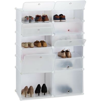 Relaxdays - Zapatero Modular Con 12 Compartimentos, Plástico, Blanco, 125 X 94 X 37 Cm Relaxdays - Zapatero Modular Con 12 Compartimentos, Plástico, Blanco, 125 X 94 X 37 Cm