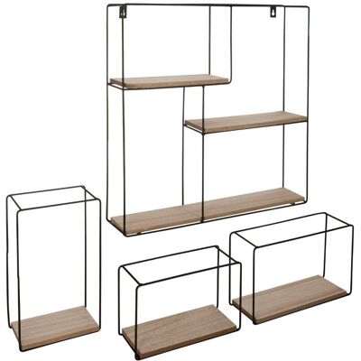 Atmosphera - Juego De 4 Estantes De Pared - Metal Y Madera Créateur D'Intérieur Atmosphera - Juego De 4 Estantes De Pared - Metal Y Madera Créateur D'Intérieur