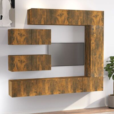 Vidaxl - Set De Muebles De Tv 7 Pzas Madera Contrachapada Roble Ahumado Vidaxl - Set De Muebles De Tv 7 Pzas Madera Contrachapada Roble Ahumado