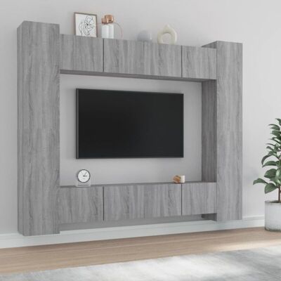 Set De Muebles Para Tv 8 Pzas Madera Contrachapada Gris Sonoma Vidaxl Set De Muebles Para Tv 8 Pzas Madera Contrachapada Gris Sonoma Vidaxl