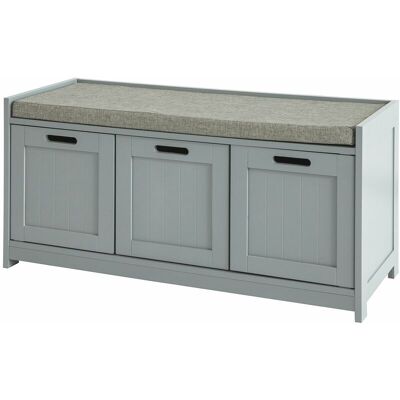 Sobuy - Zapatero Banco Con 2 Puertas Y 1 Cajón Para Guardar Y Ordenar Gris Fsr80-sg Es Sobuy - Zapatero Banco Con 2 Puertas Y 1 Cajón Para Guardar Y Ordenar Gris Fsr80-sg Es