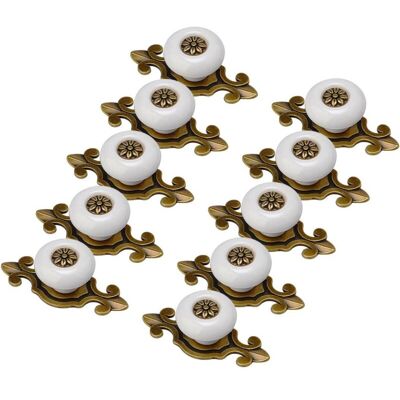 TONCHEAN Tiradores Para Muebles, 10 Piezas, Diseño Antiguo, De Porcelana Antigua Dorada Y Blanca, Tiradores, Pomos, Tiradores Para Gabinetes, Tiradores Para Muebles TONCHEAN Tiradores Para Muebles, 10 Piezas, Diseño Antiguo, De Porcelana Antigua Dorada Y Blanca, Tiradores, Pomos, Tiradores Para Gabinetes, Tiradores Para Muebles