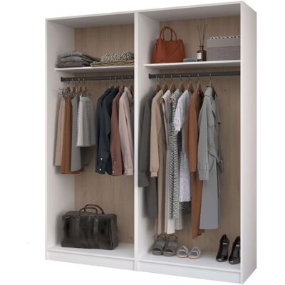 MIROYTENGO Vestidor Abierto Flexa De Dormitorio En Color Roble Jackson Y Blanco Con 2 Cajones 5 Estantes 2 Barras 166 Cm MIROYTENGO Vestidor Abierto Flexa De Dormitorio En Color Roble Jackson Y Blanco Con 2 Cajones 5 Estantes 2 Barras 166 Cm