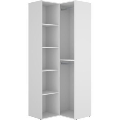 Dkt - Vestidor De Rincón Reus Con Estantes Y Trasera Reversible En Blanco/natural, 205cm(alto) 84.5cm(ancho) 84.5cm(fondo) Dkt - Vestidor De Rincón Reus Con Estantes Y Trasera Reversible En Blanco/natural, 205cm(alto) 84.5cm(ancho) 84.5cm(fondo)