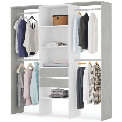 Frs - Vestidor Para Dormitorio Con Baldas Y Dos Cajones Acabado Blanco Artik/cemento, 202cm(alto) 179cm(ancho) 50cm(fondo) Frs - Vestidor Para Dormitorio Con Baldas Y Dos Cajones Acabado Blanco Artik/cemento, 202cm(alto) 179cm(ancho) 50cm(fondo)