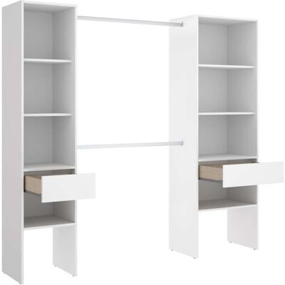 Dkit - Vestidor Siles Para Dormitorio Con Baldas Y Dos Cajones Acabado Blanco 185 Cm(alto)200 Cm(ancho)50 Cm(fondo) Dkit - Vestidor Siles Para Dormitorio Con Baldas Y Dos Cajones Acabado Blanco 185 Cm(alto)200 Cm(ancho)50 Cm(fondo)