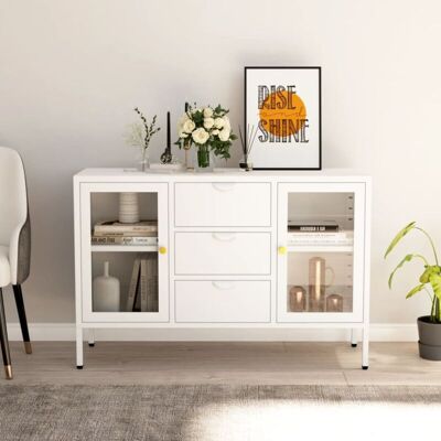 Vidaxl - Aparador De Acero Y Vidrio Templado Blanco 105x35x70 Cm Vidaxl - Aparador De Acero Y Vidrio Templado Blanco 105x35x70 Cm