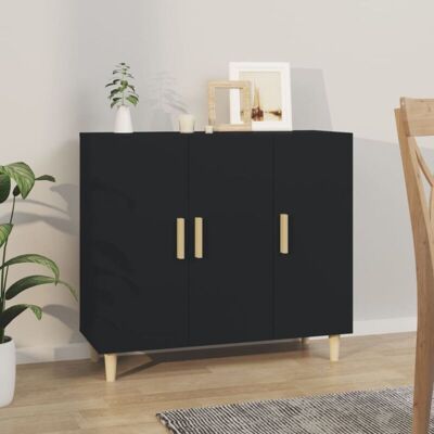 Aparador De Madera De Ingeniería Negro 90x34x80 Cm Vidaxl Aparador De Madera De Ingeniería Negro 90x34x80 Cm Vidaxl