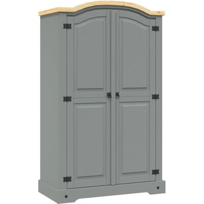 Vidaxl - Armario Madera De Pino Mexicano Estilo Corona Gris 2 Puertas Vidaxl - Armario Madera De Pino Mexicano Estilo Corona Gris 2 Puertas
