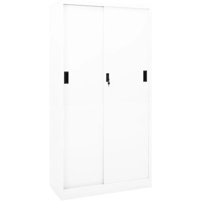 Armario De Oficina Puerta Corredera Acero Blanco 90x40x180 Cm Vidaxl Armario De Oficina Puerta Corredera Acero Blanco 90x40x180 Cm Vidaxl
