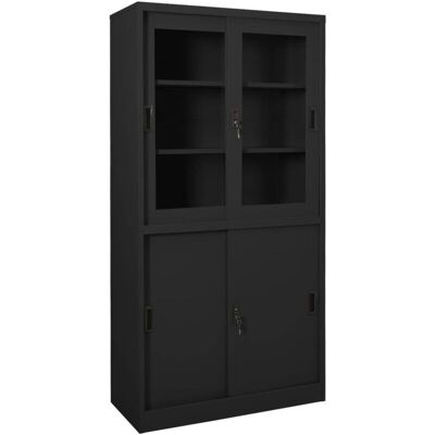 Vidaxl - Armario De Oficina Puerta Corredera Acero Antracita 90x40x180cm Vidaxl - Armario De Oficina Puerta Corredera Acero Antracita 90x40x180cm