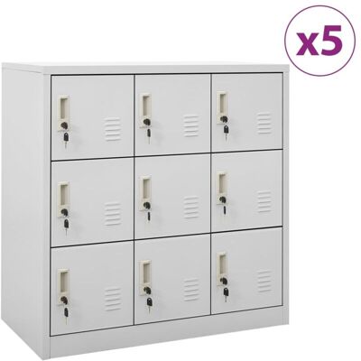 Vidaxl - Armarios Taquilla 5 Uds De Acero Gris Claro 90x45x92,5 Cm Vidaxl - Armarios Taquilla 5 Uds De Acero Gris Claro 90x45x92,5 Cm