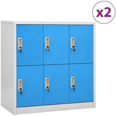 Vidaxl - Armarios Taquilla 2 Uds Acero Gris Claro Y Azul 90x45x92,5 Cm Vidaxl - Armarios Taquilla 2 Uds Acero Gris Claro Y Azul 90x45x92,5 Cm