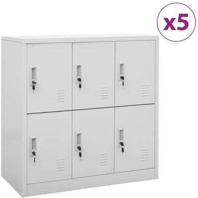 Vidaxl - Armarios Taquilla 5 Uds De Acero Gris Claro 90x45x92,5 Cm Vidaxl - Armarios Taquilla 5 Uds De Acero Gris Claro 90x45x92,5 Cm