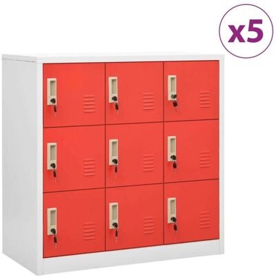 Vidaxl - Armarios Taquilla 5 Uds De Acero Gris Y Rojo 90x45x92,5 Cm Vidaxl - Armarios Taquilla 5 Uds De Acero Gris Y Rojo 90x45x92,5 Cm