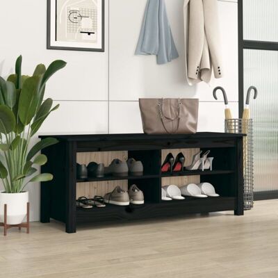 Vidaxl - Banco Zapatero Madera Maciza De Pino Negro 110x38x45,5 Cm Vidaxl - Banco Zapatero Madera Maciza De Pino Negro 110x38x45,5 Cm