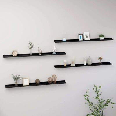 Estantes De Pared 4 Unidades Negro 115x9x3 Cm Vidaxl Estantes De Pared 4 Unidades Negro 115x9x3 Cm Vidaxl