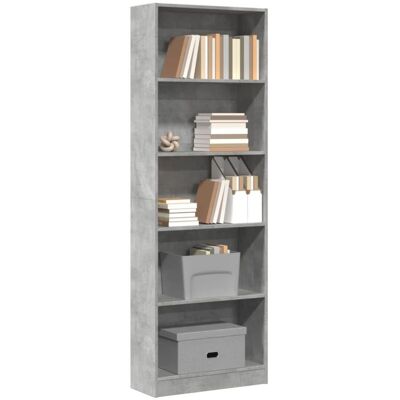 Estantería De Madera De Ingeniería Gris Hormigón 60x24x176 Cm Vidaxl Estantería De Madera De Ingeniería Gris Hormigón 60x24x176 Cm Vidaxl