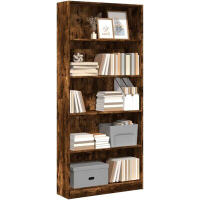 Estantería Madera De Ingeniería Roble Ahumado 80x24x176 Cm Vidaxl Estantería Madera De Ingeniería Roble Ahumado 80x24x176 Cm Vidaxl